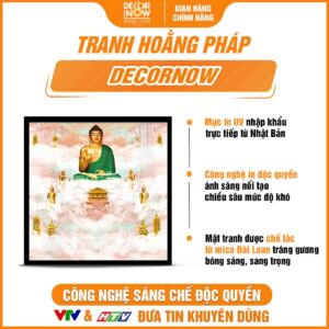 Bề mặt tranh hiện đại in vuông mây trời Phật A Di Đà DecorNow HD90