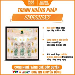 Bề mặt tranh hiện đại in vuông mây trời Tam Thế Phật DecorNow HD89