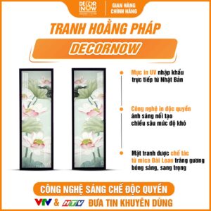 Bề mặt tranh hoằng pháp Đối Sen Xanh Ngọc Bích HD82