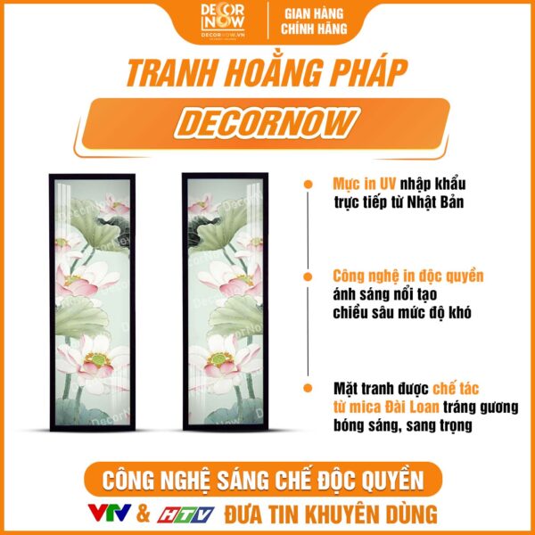 Bề mặt tranh hoằng pháp Đối Sen Xanh Ngọc Bích HD82