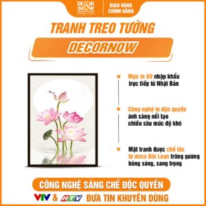 Bề mặt tranh treo tường in đứng hoa sen hồng DecorNow HD2