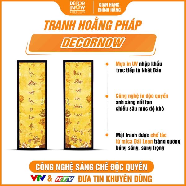 Bề mặt tranh trúc chỉ in đối bộ dối niệm Phật DecorNow TC490