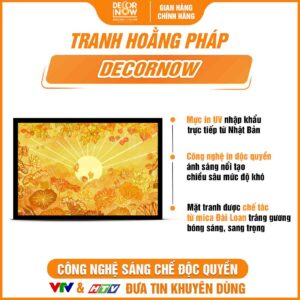 Bề mặt tranh trúc chỉ in ngang lá bồ đề và hoa lá sen DecorNow TC505