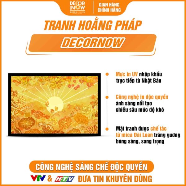 Bề mặt tranh trúc chỉ in ngang lá bồ đề và hoa lá sen DecorNow TC505