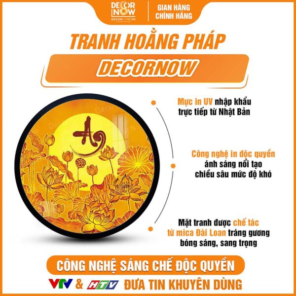 Bề mặt tranh trúc chỉ in tròn chữ An và hoa sen DecorNow TC496