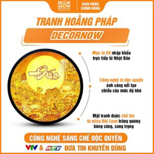 Bề tranh trúc chỉ in tròn chữ Đức hoa sen DecorNow TC528