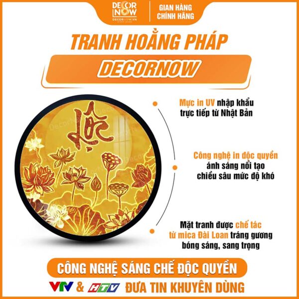 Bề mặt tranh trúc chỉ in tròn chữ lộc màu đỏ DecorNow TC539