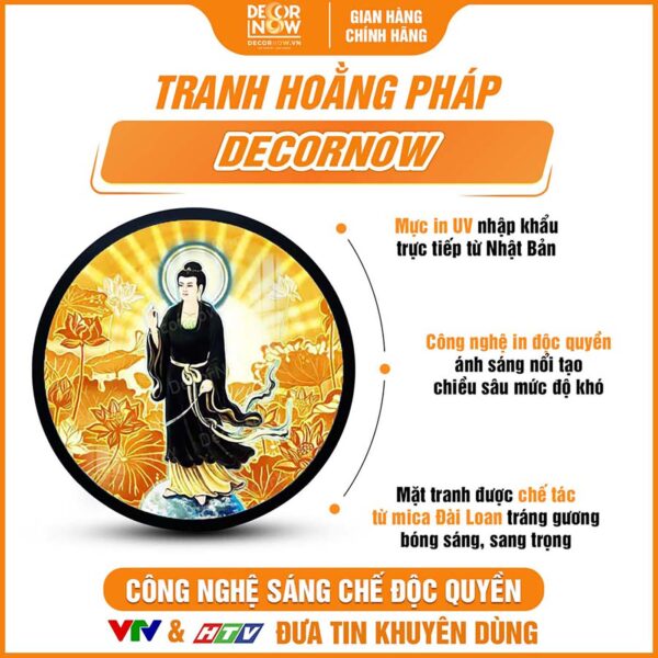 Bề mặt tranh trúc chỉ in mẹ Diêu Trì Địa Mẫu kèm họa tiết hoa sen TC533