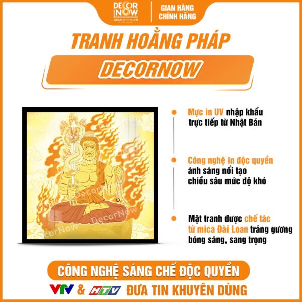 Bề mặt tranh trúc chi in vuông Bất Động Minh Vương DecorNow TC557