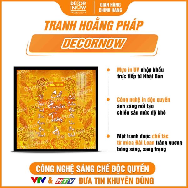 Bề mặt tranh trúc chỉ in vuông Chữ Cổ Huyền Trăm Họ DecorNow TC532