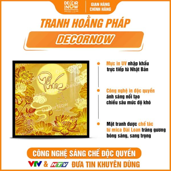 Bề mặt tranh trúc chỉ in vuông chữ Phúc vuông DecorNow TC515