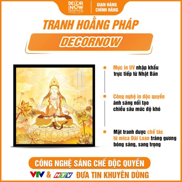 Bề mặt tranh trúc chi in vuông Như Lai Đại Nhật DecorNow TC554