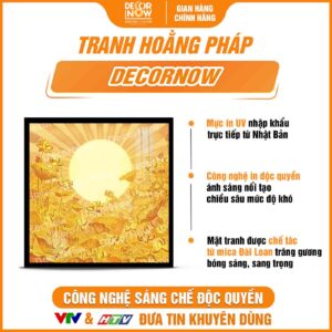 Bề mặt tranh trúc chỉ in vuông sen tia trời DecorNow TC541