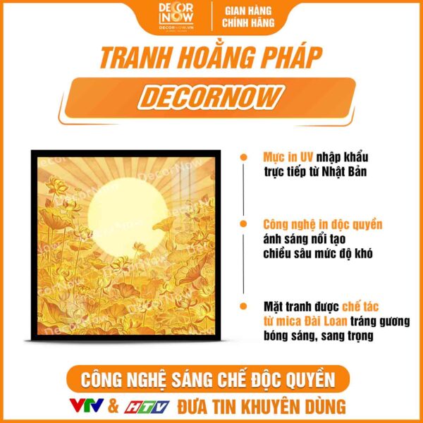 Bề mặt tranh trúc chỉ in vuông sen tia trời DecorNow TC541