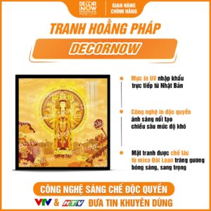 Bề mặt tranh trúc chi in vuông Thiên Thủ Thiên Nhãn DecorNow TC547