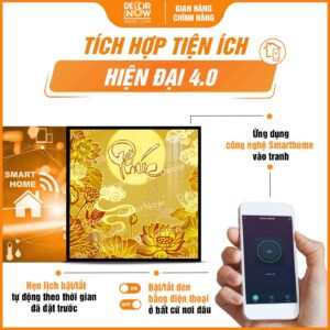 Công nghệ Smarthome tiện lợi trong tranh trúc chỉ in vuông chữ Phúc vuông DecorNow TC515