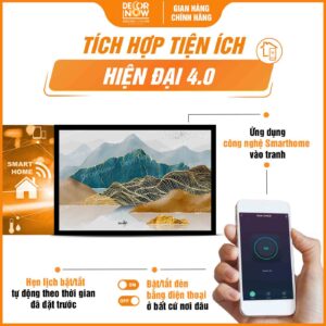 Công nghệ Smarthome trong tranh đèn hiện đại tranh treo tường in ngang sông núi DecorNow HD96