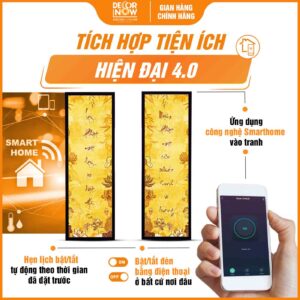 Công nghệ Smarthome trong tranh trúc chỉ in đối bộ dối niệm Phật DecorNow TC490