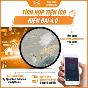 Công nghệ Smarthome trong tranh trúc chỉ tròn hoa sen và song ngư TC492