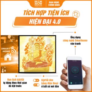 Công nghệ Smarthome trong tranh trúc chi in vuông Bất Động Minh Vương DecorNow TC557