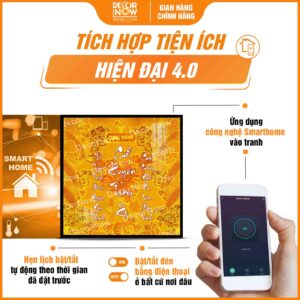 Công nghệ Smarthome trong tranh trúc chỉ in vuông Chữ Cổ Huyền Trăm Họ DecorNow TC532