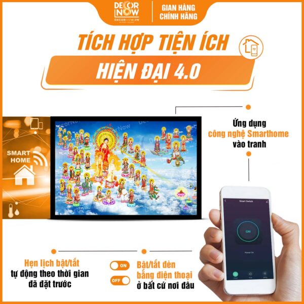 Công nghệ tranh đèn hiện đại in ngang Tây Phương Thánh Chúng mã HD16