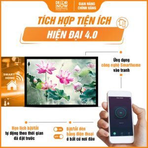 Công nghệ tranh đèn hiện đại in ngang Vườn Hoa Sen Hồng mã HD80