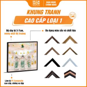 Đa dạng khung tranh hiện đại in vuông mây trời Tam Thế Phật DecorNow HD89