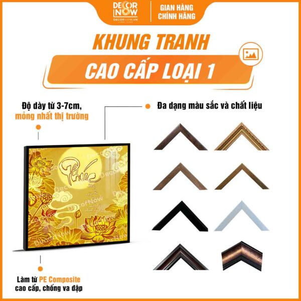 Đa dạng khung tranh trúc chỉ in vuông chữ Phúc vuông DecorNow TC515