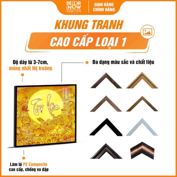 Đa dạng khung tranh trúc chỉ in vuông chữ Tài Lộc DecorNow TC516