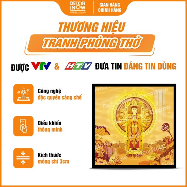 Giới thiệu chung tranh trúc chi in vuông Thiên Thủ Thiên Nhãn DecorNow TC547