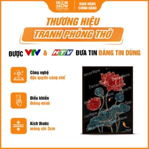 Giới thiệu chung về tranh đèn hiện đại in đứng treo tường hoa sen khắc đá DecorNow HD81