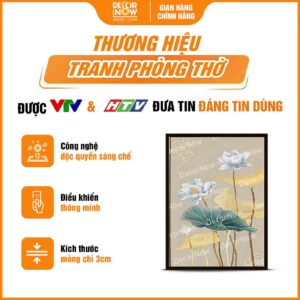 Giới thiệu chung về tranh đèn hiện đại in đứng treo tường hoa sen trắng DecorNow HD5