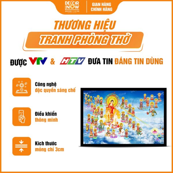 Thương hiệu tranh đèn hiện đại in ngang Tây Phương Thánh Chúng mã HD16