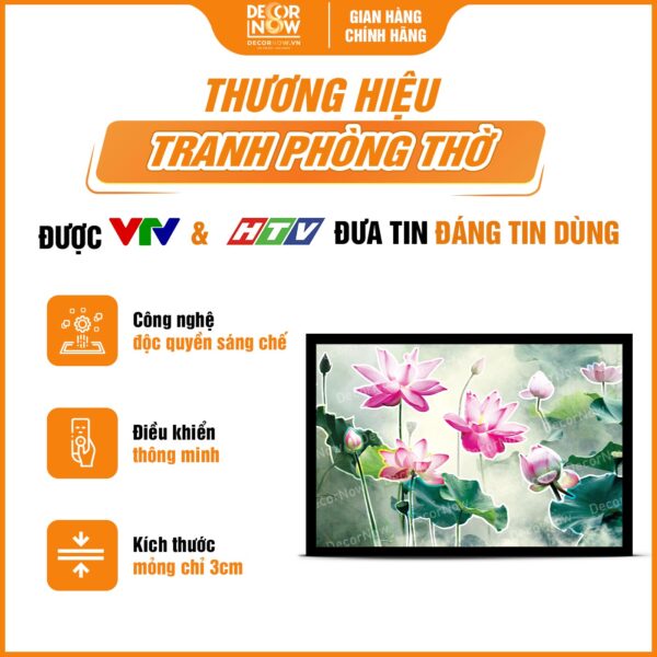 Giới thiệu chung về tranh đèn hiện đại in ngang Vườn Hoa Sen Hồng mã HD80