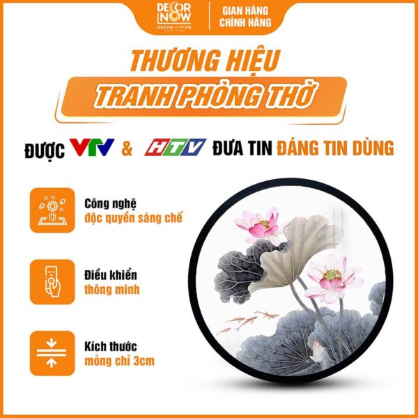 Giới thiệu chung về tranh đèn hiện đại tròn hoa sen cá nền trắng HD91