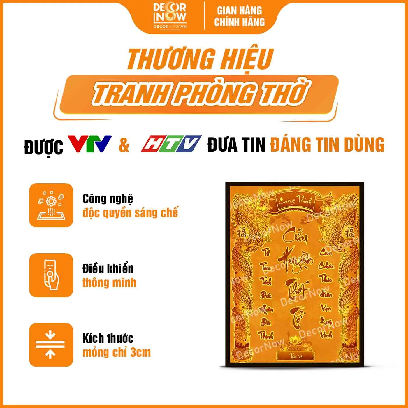 Giới thiệu chung về tranh trúc chỉ in đứng chữ Cửu Huyền Thất Tổ DecorNow TC507