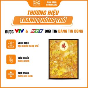 Giới thiệu chung về tranh trúc chỉ in đứng chữ Phật hoa sen hạc và vân trời DecorNow TC513