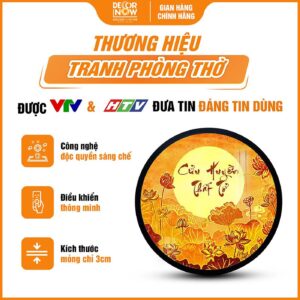 Tổng quan về tranh trúc chỉ in tròn hoa sen kèm cửu huyền thất tổ DecorNow TC531