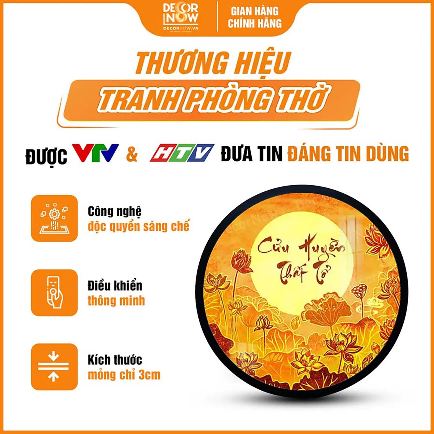 Tranh Trúc Chỉ In Tròn Cửu Huyền Thất Tổ Thư Pháp Sen Trời DecorNow TC531 2 Tổng quan về tranh trúc chỉ in tròn hoa sen kèm cửu huyền thất tổ DecorNow TC531
