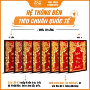 Hệ thống đèn bài vị Định Phúc Táo Quân khảm màu đỏ DecorNow TC494