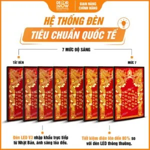 Hệ thống đèn bài vị Thần Tài Thổ Địa tiếng Việt màu đỏ DecorNow TC495