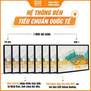 Hệ thống đèn tích hợp trong tranh đèn hiện đại tranh treo tường in ngang sông núi DecorNow HD96