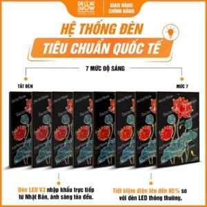 Hệ thống đèn tranh đèn hiện đại in đứng treo tường hoa sen khắc đá DecorNow HD81