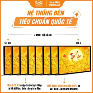 Hệ thống đèn trong tranh trúc chỉ in ngang chữ thư pháp Tài Lộc DecorNow TC488