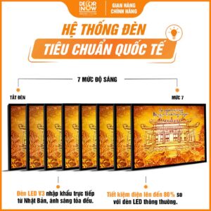 Hệ thống đèn trong tranh trúc chỉ in ngang cung đình có câu đối DecorNow TC525