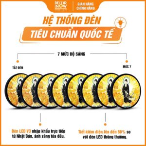 Hệ thống đèn tranh trúc chỉ Diêu Trì Địa Mẫu kèm hoa sen DecorNow TC533