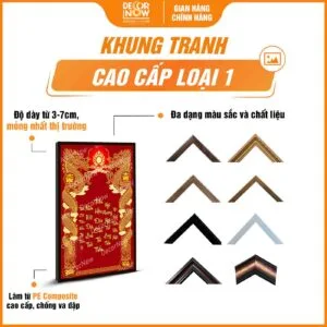 Khung tranh bài vị Thần Tài Thổ Địa tiếng Việt màu đỏ DecorNow TC495