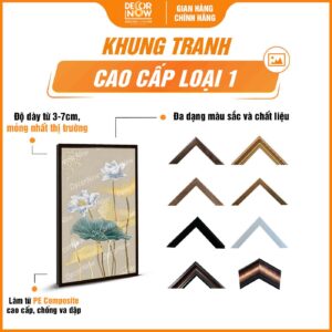 Khung tranh đèn hiện đại in đứng treo tường hoa sen trắng DecorNow HD5