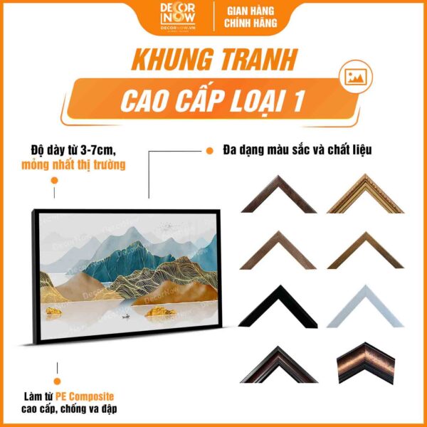 Khung tranh đèn hiện đại tranh treo tường in ngang sông núi DecorNow HD96